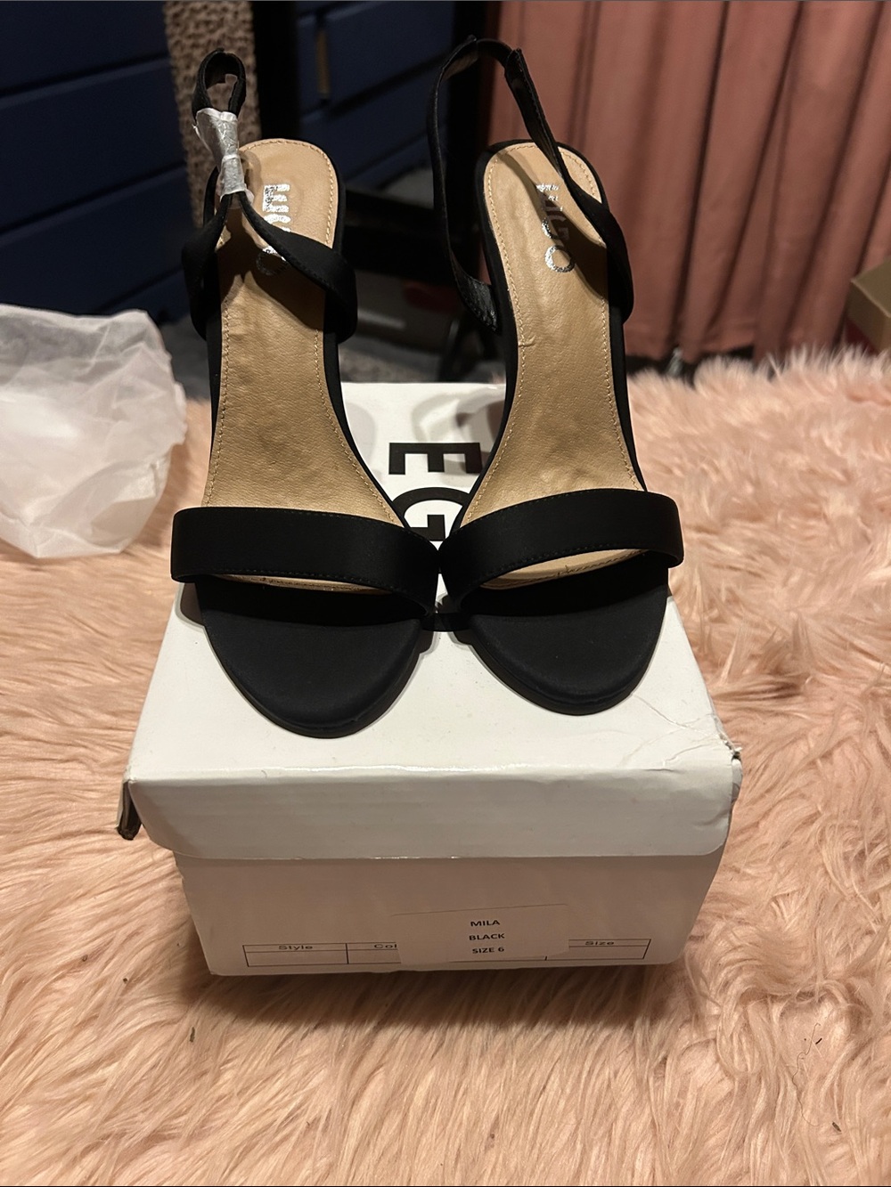 EGO Black Women's Open-Toe Slingback Heels